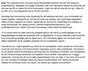 Svar från Liberalerna