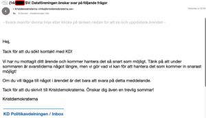 Automatsvar från Kristdemokraterna