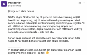 Svar från Piratpartiet