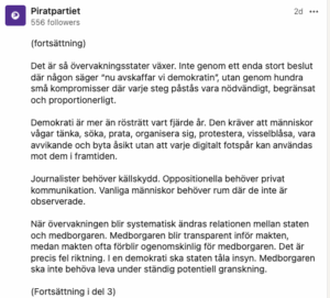 Svar från Piratpartiet